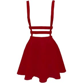 ZHANCHTONG Women's Elastic Waist Pleated Short Braces Skirt Mini Suspender Skirt in Kuwait