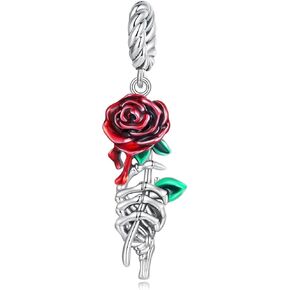 BABAMIA Rose Charm Heart Charms for Bracelets 925 Sterling Silver Bead Charm Fits Bracelets and Necklaces Paved with Cubic Zirconia Animal Skull Charm Dainty Halloween Charms Jewelry for Women Girls in Saudi Arabia