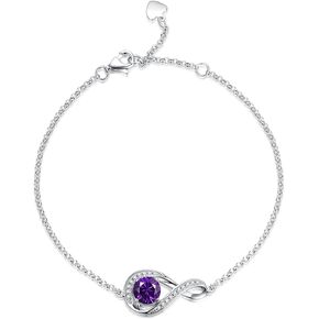 GEMLANTO 925 Sterling Silver October Birthstone Bracelets for Women Created Opal Infinity Bracelet Birthday Anniversary Jewelry Gifts for Women Girls Mother, Adjustable Chain