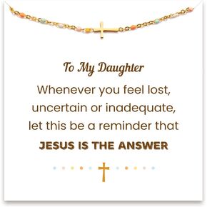 STORYJEWELLERY Cross Bracelet for Daughter, Religious Bracelets for Daughter, Christian Gifts for Daughter, Daughter Gifts from Mom, Daughter Birthday Gift, To My Daughter Gfts, Gift for Daughter in Saudi Arabia