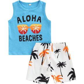 Toddler Boys Shorts Set Seaside Printed T-Shirt+Shorts 2Pcs Little Boy Outfits Summer Clothes Suit in Saudi Arabia