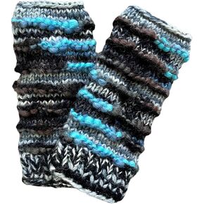 Ella Sussman Hand Knit Winter Fingerless Striped Texting Gloves Warm Wool Fleece Lined in Kuwait