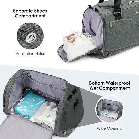 حقيبة رياضية للنساء والرجال حقيبة ظهر رياضية مع جيب مبلل ومقصورة للأحذية وحقيبة سفر واق من المطر مع حقيبة أدوات الزينة وحقيبة عطلة نهاية الأسبوع طوال الليل وحقيبة ظهر باللون الأخضر العسكري in Kuwait