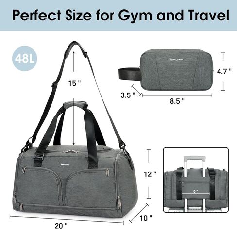 حقيبة رياضية للنساء والرجال حقيبة ظهر رياضية مع جيب مبلل ومقصورة للأحذية وحقيبة سفر واق من المطر مع حقيبة أدوات الزينة وحقيبة عطلة نهاية الأسبوع طوال الليل وحقيبة ظهر باللون الأخضر العسكري in Kuwait