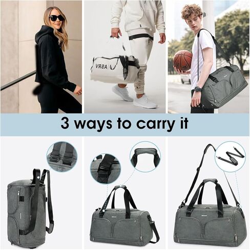 حقيبة رياضية للنساء والرجال حقيبة ظهر رياضية مع جيب مبلل ومقصورة للأحذية وحقيبة سفر واق من المطر مع حقيبة أدوات الزينة وحقيبة عطلة نهاية الأسبوع طوال الليل وحقيبة ظهر باللون الأخضر العسكري in Kuwait