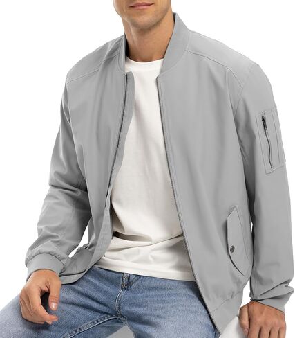 BGOWATU Men's Flight Bomber Jacket Lightweight Windbreaker Full Zip Casual Jacket in Kuwait