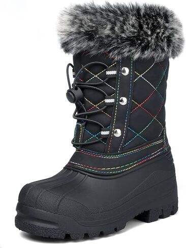 K KomForme Boys & Girls Snow Boots Insulated Fur Lined Warm Anti-Slip Waterproof Winter Boot (Toddler/Little Kid/Big Kid) in Kuwait