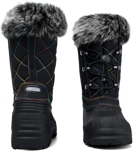 K KomForme Boys & Girls Snow Boots Insulated Fur Lined Warm Anti-Slip Waterproof Winter Boot (Toddler/Little Kid/Big Kid) in Kuwait