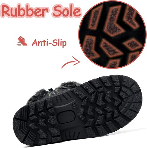 K KomForme Boys & Girls Snow Boots Insulated Fur Lined Warm Anti-Slip Waterproof Winter Boot (Toddler/Little Kid/Big Kid) in Kuwait