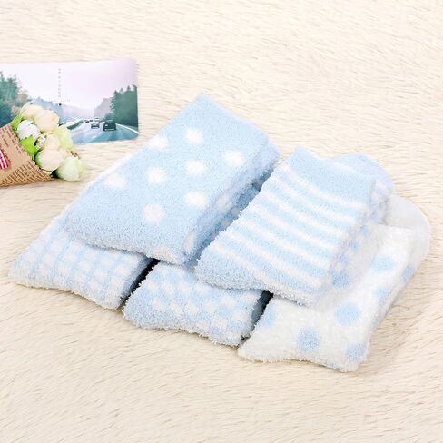 جوارب Zando النسائية الناعمة غير الواضحة، جوارب شتوية سميكة منفوشة، جوارب دافئة مريحة، جوارب شبشب مريحة، جوارب نوم منزلية سميكة in Kuwait