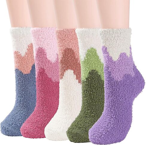 Zando Womens Soft Fuzzy Socks Thick Winter Fluffy Socks Cozy Warm Socks Comfy Slipper Socks Thick Home Sleeping Socks in Saudi Arabia