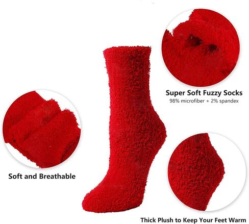 ENASGLOO 6 Pairs Women Fuzzy Socks Microfiber Warm Winter Sleep Fluffy Socks in Saudi Arabia