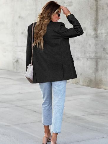 Cicy Bell Women's Woolen Blazer Jackets Casual Long Sleeve Notch Lapel Open Front Work Office Blazers in Kuwait