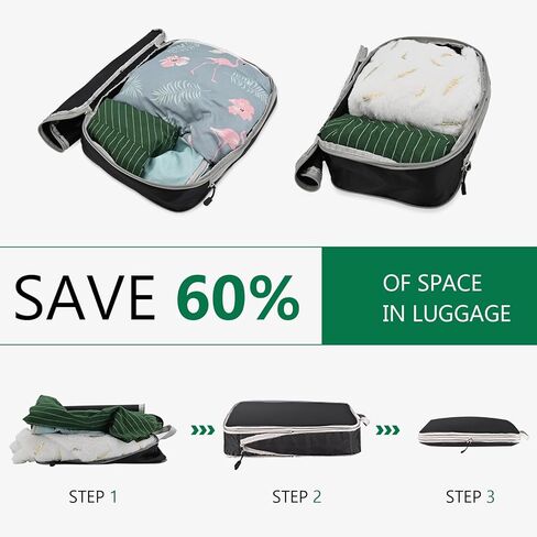 مكعبات التعبئة المضغوطة (4 مجموعات) لحقائب السفر ومنظمات الأمتعة لحقائب السفر وحقائب الضغط المكعبة للسفر ومنظمات الحقائب الشبكية للتخزين القابلة للتوسيع in Kuwait