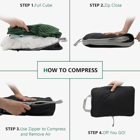 مكعبات التعبئة المضغوطة (4 مجموعات) لحقائب السفر ومنظمات الأمتعة لحقائب السفر وحقائب الضغط المكعبة للسفر ومنظمات الحقائب الشبكية للتخزين القابلة للتوسيع in Kuwait