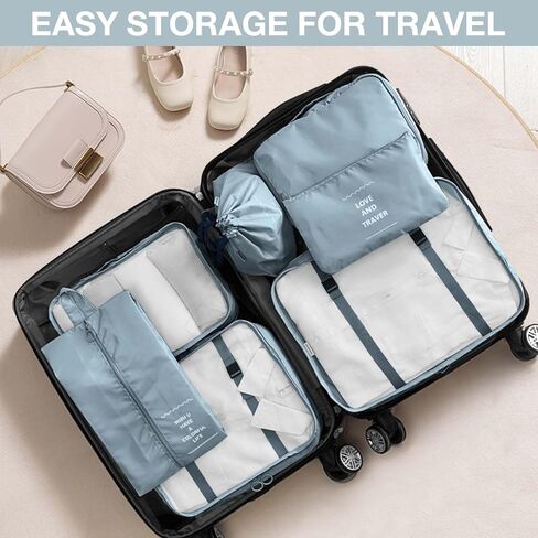 8 عبوات من منظمات تعبئة الأمتعة ومكعبات التعبئة المقاومة للماء لتنظيم حقائب السفر ومنظمات تعبئة الأمتعة (وردي - جلد الفهد) in Kuwait