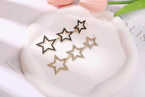 Tumhun Crystal Star Dangle Earrings Rhinestone Star Drop Earrings For Girls Birthday Valentine's Day Mother's Day Gift in Saudi Arabia