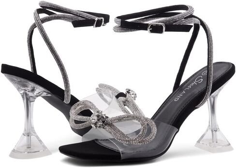 Shoe Land Womens SL-NAOMI Clear Heeled Sandals with Double Bowknots Open Toe Stiletto High Heel Dress Party Wedding Crystal Shoes in Saudi Arabia