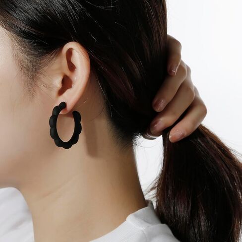 RUOFFETA Acrylic Flower Hoop Earrings, Lightweight Floral Open Hoops Candy Color Hoop Earrings for Women Girls in Saudi Arabia