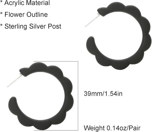 RUOFFETA Acrylic Flower Hoop Earrings, Lightweight Floral Open Hoops Candy Color Hoop Earrings for Women Girls in Saudi Arabia