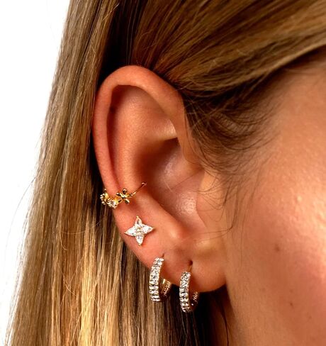 PRETOLE 925 Sterling Silver Hoop Earrings for Women Gold Huggie Hoop Earrings Hypoallergenic Lightweight 14K Gold Plated Mini Hoop Earrings with Cubic Zirconia Small Gold Cartilage Hoops for Girls in Kuwait