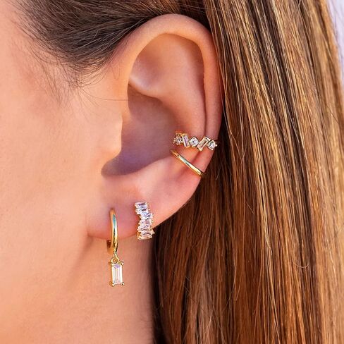 PRETOLE 925 Sterling Silver Hoop Earrings for Women Gold Huggie Hoop Earrings Hypoallergenic Lightweight 14K Gold Plated Mini Hoop Earrings with Cubic Zirconia Small Gold Cartilage Hoops for Girls in Kuwait