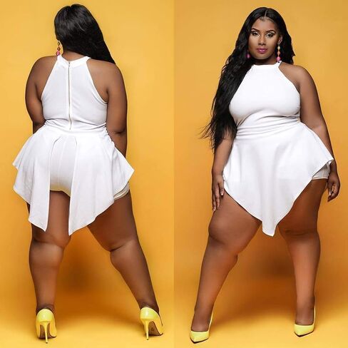 ANICECUT Plus Size Rompers for Women Pants Casual Summer Sexy Halter Neck Jumpsuit Shorts Sleeveless Dressy Elegant in Saudi Arabia