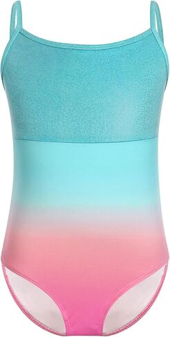 AFAVOM Gymnastics Leotards for Girls Shiny Gradient Color Toddler Ballet Dance Leotard Crisscross Camisole Leotard Unitards in Saudi Arabia