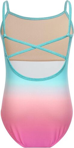 AFAVOM Gymnastics Leotards for Girls Shiny Gradient Color Toddler Ballet Dance Leotard Crisscross Camisole Leotard Unitards in Saudi Arabia