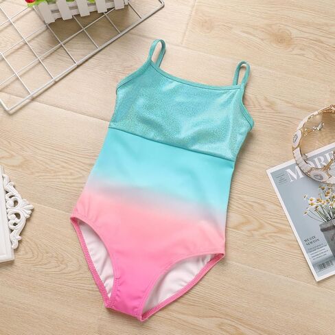 AFAVOM Gymnastics Leotards for Girls Shiny Gradient Color Toddler Ballet Dance Leotard Crisscross Camisole Leotard Unitards in Saudi Arabia