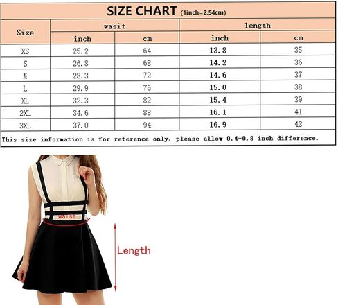 ZHANCHTONG Women's Elastic Waist Pleated Short Braces Skirt Mini Suspender Skirt in Kuwait