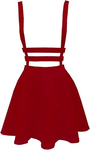 ZHANCHTONG Women's Elastic Waist Pleated Short Braces Skirt Mini Suspender Skirt in Kuwait