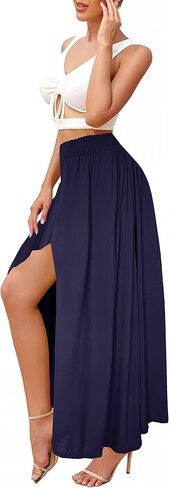 Afibi Women's Print Long Skirts High Waist Split A Line Full Length Maxi Skirt in Saudi Arabia