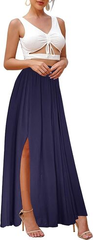 Afibi Women's Print Long Skirts High Waist Split A Line Full Length Maxi Skirt in Saudi Arabia