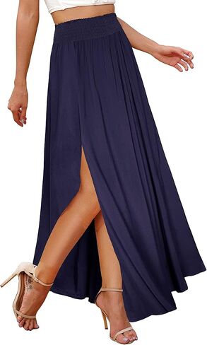 Afibi Women's Print Long Skirts High Waist Split A Line Full Length Maxi Skirt in Saudi Arabia