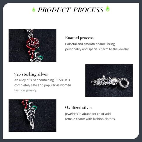 BABAMIA Rose Charm Heart Charms for Bracelets 925 Sterling Silver Bead Charm Fits Bracelets and Necklaces Paved with Cubic Zirconia Animal Skull Charm Dainty Halloween Charms Jewelry for Women Girls in Kuwait