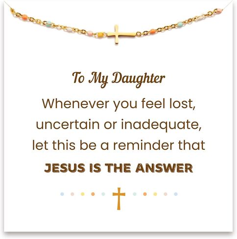 STORYJEWELLERY Cross Bracelet for Daughter, Religious Bracelets for Daughter, Christian Gifts for Daughter, Daughter Gifts from Mom, Daughter Birthday Gift, To My Daughter Gfts, Gift for Daughter in Kuwait