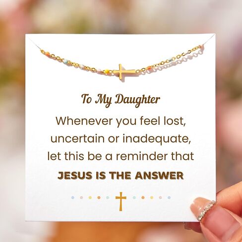 STORYJEWELLERY Cross Bracelet for Daughter, Religious Bracelets for Daughter, Christian Gifts for Daughter, Daughter Gifts from Mom, Daughter Birthday Gift, To My Daughter Gfts, Gift for Daughter in Kuwait