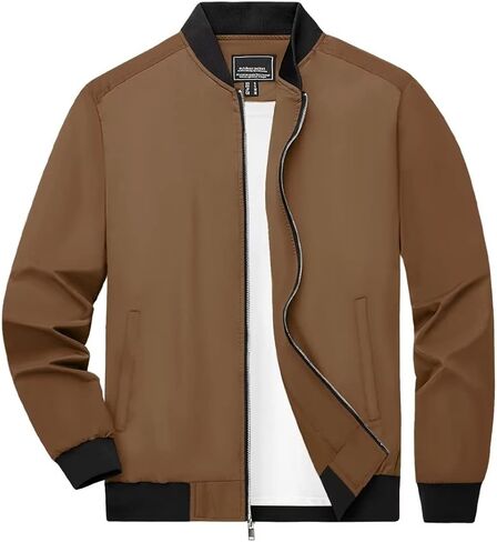 سترات Boladeci الرجالية منفوخة خفيفة الوزن بتصميم غير رسمي سترة واقية مقاومة للماء بسحّاب كامل سترات للربيع والصيف والخريف in Kuwait