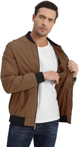 سترات Boladeci الرجالية منفوخة خفيفة الوزن بتصميم غير رسمي سترة واقية مقاومة للماء بسحّاب كامل سترات للربيع والصيف والخريف in Kuwait