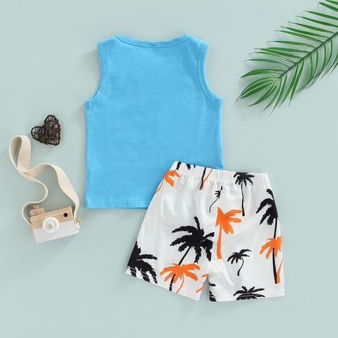Toddler Boys Shorts Set Seaside Printed T-Shirt+Shorts 2Pcs Little Boy Outfits Summer Clothes Suit in Kuwait