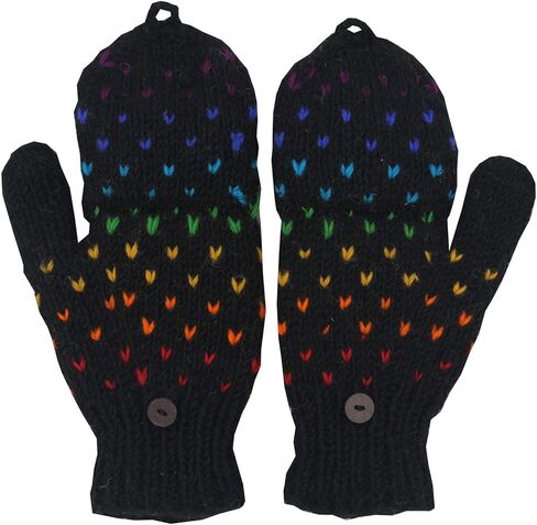 KayJayStyles Hand Knit 100% Wool Convertible Finger less Mittens Glove Nepal in Saudi Arabia