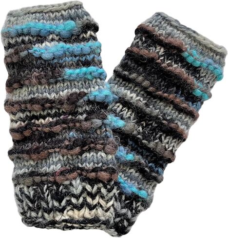 Ella Sussman Hand Knit Winter Fingerless Striped Texting Gloves Warm Wool Fleece Lined in Kuwait