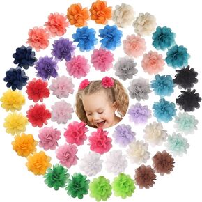 كيرل 50 قطعة من مشابك الشعر على شكل زهرة الشيفون مقاس 2 انش، مشابك شعر مبطنة بالكامل، مشابك شعر للبنات الرضع والاطفال الصغار في ازواج، 50 قطعة in Kuwait