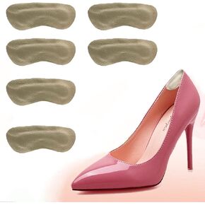 Heel grips heel cushion inserts heel pads leather for shoes half size big 3pairs 0.14inch thick Improved Shoe Fit and Comfort,Prevent Blisters (Beige) in Kuwait