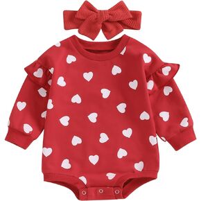 LAGKIYOJ Valentines Day Baby Girl Outfit Letter Long Sleeve Crewneck Sweatshirt Newborn Sweater Romper Infant summer clothes