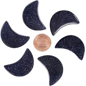 mookaitedecor Set of 5 Moon Shape Healing Crystal Pocket Palm Stones, Polished Reiki Stone for Chakra Balancing, Jewelry Making, Home Decoration, Blue Aventurine