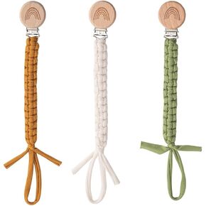 Pacifier Clip for Boys Girls Pacifier Holder Leash Boho Rainbow Wooden Clips Handmade Braided Cotton Unisex Baby Shower Birthday Gift Christmas Gift in Saudi Arabia