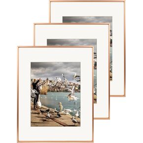 Space Art Deco, 11x14 Picture Frame Set of 3, Display Pictures 8x10 with Mat or 11x14 Without Mat, Wall Mounting Gallery Photo Frames, Gold in Saudi Arabia