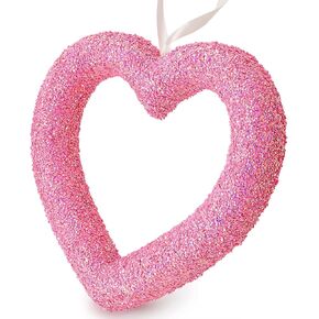 Udefineit عيد الحب 3D بريق القلب اكليلا من الزهور، 11in الوردي الترتر عيد الحب رغوة القلب اكليلا من الزهور للباب الأمامي، الاصطناعي على شكل قلب دونات اكليلا داخلي شنقا الحلي علامة جدار ديكور النوافذ in Kuwait